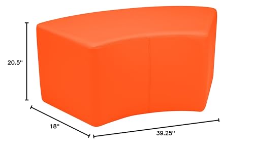 Image of Sprogs 18 inch H Structured S-Curve Stool -Flexible Modular Collaborative Soft Seating for Office, Home, Lounge and School Classrooms with Durable Frame -Orange