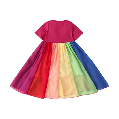 LNICEAR Toddler Kids Baby Girl Summer Dress Casual Rainbow Ruffle Tulle Princess Sundress Birthday Outfits2