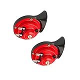 FSTURIOS 2PCS 300DB Super Loud Train Horns, 12V Waterproof Air Electric Snail Horn Replacement Kit, Universal Durable Raging Sound Air Horns for Car, Motorcycle, Truck, Marine Boat (Red)