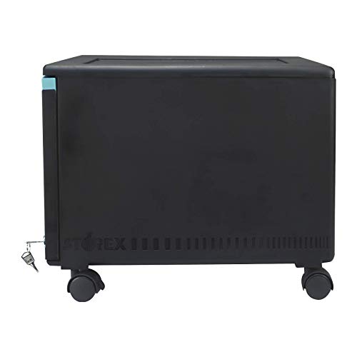 Storex Plastic One-Drawer File Cabinet – Locking Document Organizer With Casters For Home And Office, Black/Teal, 1-Pack (61270A01C) #TOP5