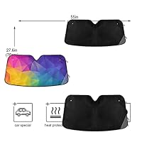 Auto-Windschutzscheiben-Sonnenschutz, abstrakter Regenbogen-Hintergrund, faltbar, blockiert UV-Strahlen, vollständige Abdeckung, Sonnenschutz für die meisten Fahrzeuge, 140 x 70 cm – Ansicht 4