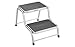 BERGER Doppel Trittstufe Hocker Camping Wohnwagen Wohnmobil Stufe Doppeltritt Leiter Caravan Einstieg Stahl Kleine Trittleiter 2 Stufen mit Anti-Rutsch-Matten Stabile Tritthocker 2 Stufen