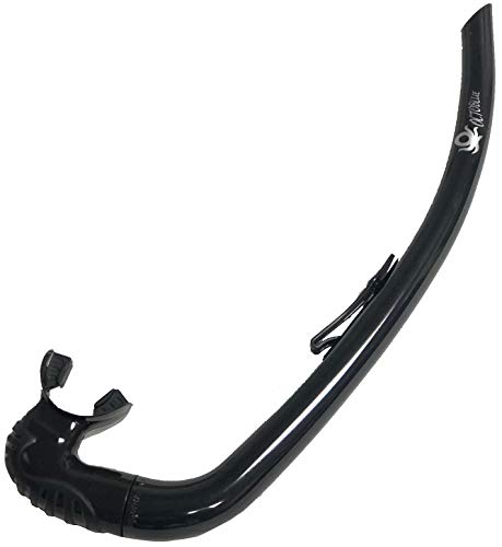 OctoBlue Silicone Snorkel for Snorkeling, Freediving, Scuba Diving (All Black)