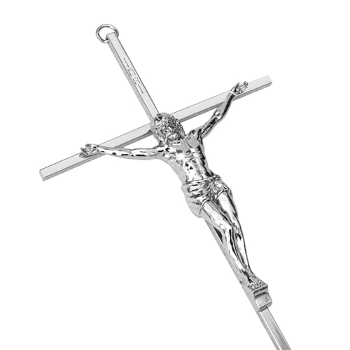 KUXBET Silver Jesus Crucifix 10 Inch
