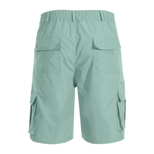 Image of Men Cargo Shorts Elastic Waist Outdoor Casual Shorts Stretch Drawstring Summer Baggy Joggers Short with Pockets