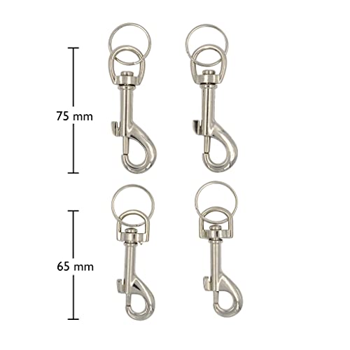 Wedo 262499 Karabinerhaken (4er-Set, aus Metall, glanzvernickelt Inhalt: je 2 Stück 65 mm und 75 mm)