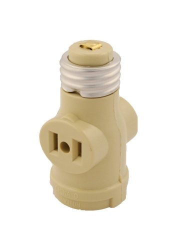 Leviton 1403-I Keyless Socket Adapter With 2 Outlet, 660 W, 125 V, Medium Base, Ivory, 10