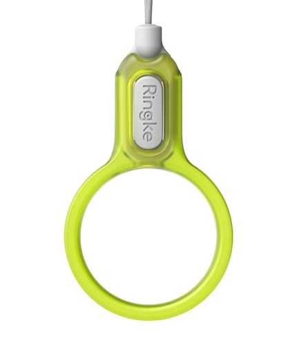 Image of Ringke Buckle Finger Ring Strap, Universal Removable Cell Phone PC Charm Grip Holder for Smartphone, Camera, Key Chain, USB, Small Accessories - Neon Green