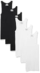 Amazon Essentials Men's Lightweight Tank Undershirts, Pack of 6, Black/White, XXL