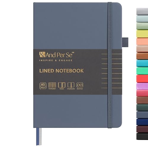 &And Per Se Lined Journal Notebook, 160 Pages, A5 5.7 x 8 inches College Ruled Thick Paper Notebook Journals for Writing, Hardcover Notebooks for Women Men Office School (1 Pack, Dark Blue)