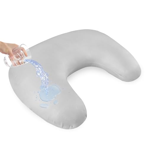 Image of Hooyax Waterproof Nursing Pillow Cover, Stretchy Nursing Covers for New-Designed Breastfeeding Pillows, Adorable Infant Feeding Pillow Slipcover for Baby Boy and Girls (Grey)