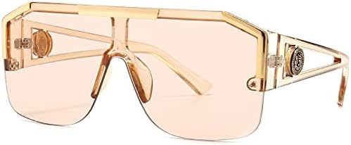 AIEYEZO Square Oversized Sunglasses Flat Top Shield Sun Glasses for Men Women One Lens Square Shades