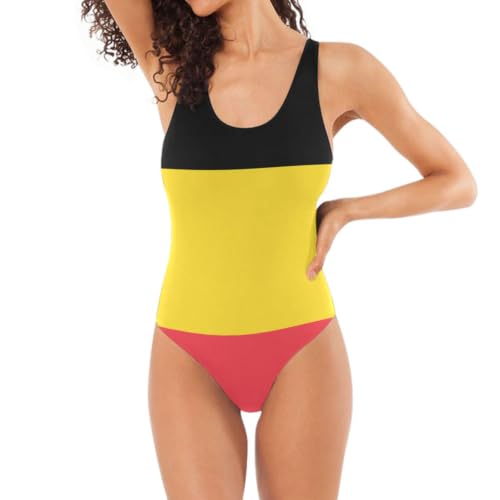 Maillot de bain pour femme drapeau Belgique bikini une pièce natation piscine