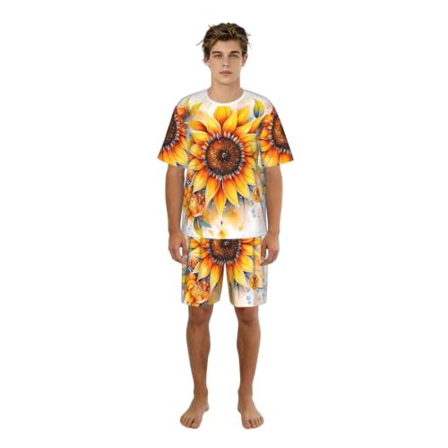 Pyjama jaune tournesol doux respirant ensemble nuit confortable relaxation