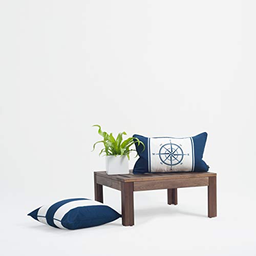 Nautical Outdoor Lumbar Pillow Cover, Compass, Navy Blue, 12"X20" #TOP1