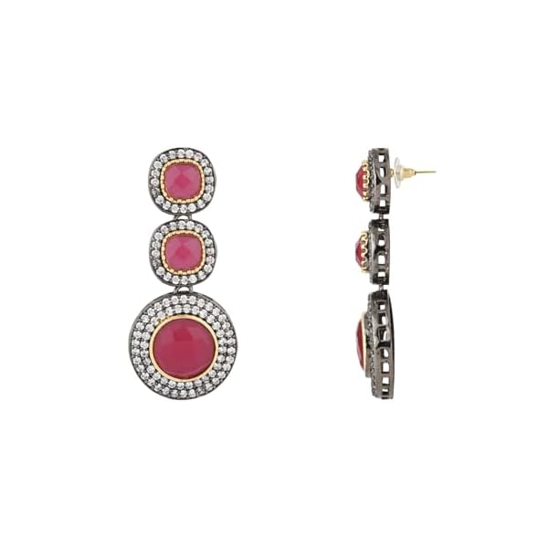I Jewels Traditional Royal Kundan Pearl Stone Multistrand Design Pink Choker Necklace Jewellery Set With Earrings For Women (ML336WQ) - Image 6