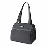 PackIt Freezable Hampton Lunch Bag, City Charcoal, Built with ECOFREEZE Technology, Collapsible, Reusable, Zip Closure with Front Pocket and Shoulder Straps, Designed for Fresh Office Lunches