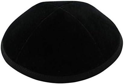 Cool Kippah Black Velvet Four Part Designed Yarmulkah for Boys Size 3