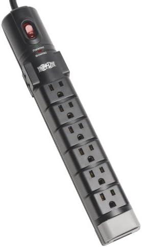 Tripp Lite 8 Outlet Surge Protector Power Strip, 6ft Cord Right Angle Plug, Tel/Modem, & $150K INSURANCE (TLP806TEL), Black