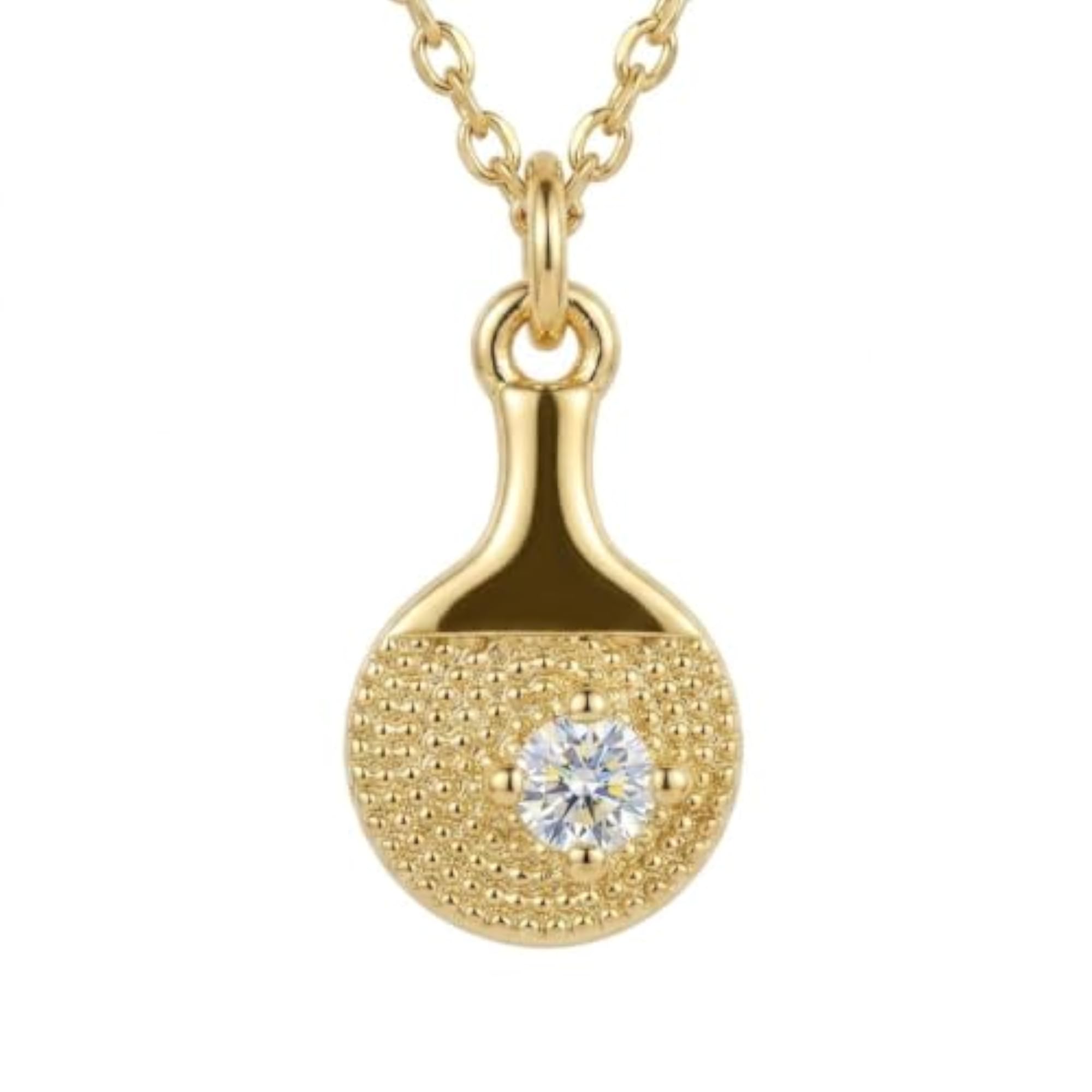 18K Gold Plated Tiny Table Tennis Paddle Pendant Necklace