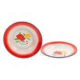 Toyvian 2 piezas Platos de Esmalte Retro de Bandejas para Snacks y Comida Diseño Vintage Redondo Resistentes y Decorativos para Hogar y Restaurante