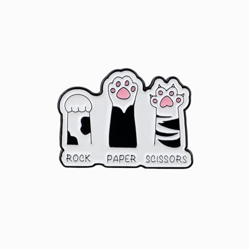 Rock Paper Scissors Cat Paw Enamel Pin, Playful Cat Humor Meme Pin Badges, Funny Animal Joke Lapel Brooch, Cute Pet Paw Badges, Kawaii Cartoon Brooch For Friend Animal Lover Pet Owner, Cute Kitten Jewelry Accessory