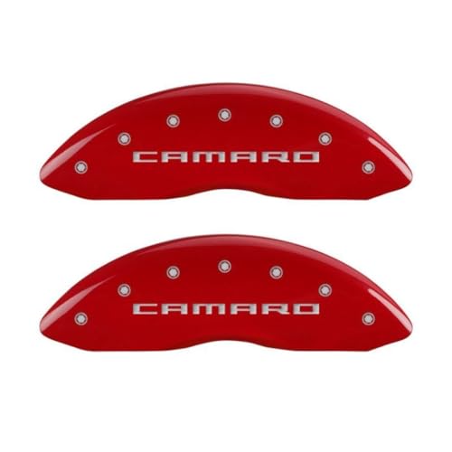 Image of MGP Brake Caliper Covers for 2010-2015 Chevrolet Camaro | Requires 18 inch+ Wheels, V6, Red Powder-Coated Aluminum, 4 PCS Front and Rear, Camaro (Gen 5 /6) - RS (Gen 5 /6) Engraving