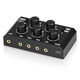 Mini ポータブル ステレオ 4チャンネル 3.5mm プロオーディオ ミキサー パッシブ ライブ スタジオ コンソール (XX-MC5-BX)