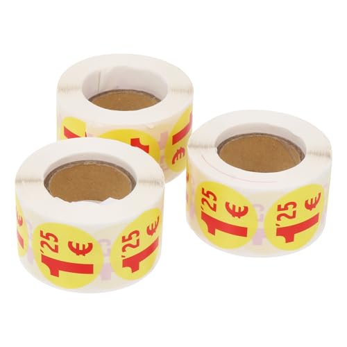 Pegatinas adhesivas de precio Mikinona amarillas y redondas, 1500 etiquetas de papel autoadhesivo