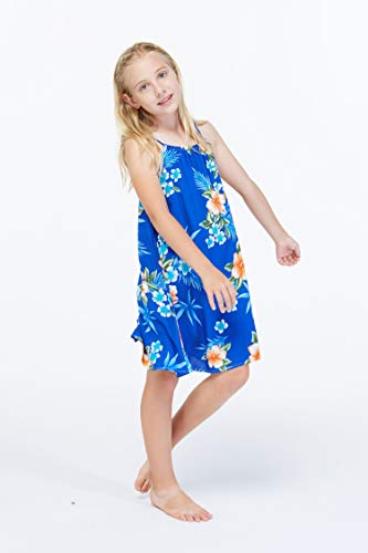 Image of Matchable Family Hawaiian Luau Men Women Girl Boy Clothes in Hibiscus Blue