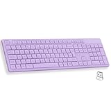 LeadsaiL Purple Wireless Keyboard, UK Layouty Full-Sized Ergonomic Computer Keyboard, 2.4GHz Wireless and Noiseless Typing,12 FN Shortcuts for Windows Laptop Computer