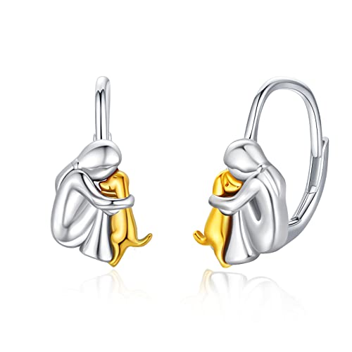 Image of 925 Sterling Silver Dog Earrings Cute Animal Puppy Stud Earrings Dog Jewelry Gifts for Women Girls Pet Lover Hypoallergenic Earrings for Sensitive Ears