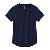 [Gopune] スポーツウェア tシャツ レディース 接触冷感 半袖tシャツ 通気 インナー ランニングウェア ジム UVカット 日常着 運動着(ネイビー L)