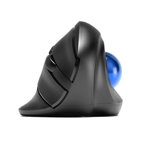 Nulea M514 Ratón inalámbrico Trackball recargable, ergonómico, fácil control del pulgar, seguimiento preciso y suave, conector de 3 dispositivos (Bluetooth o receptor USB-Blue
