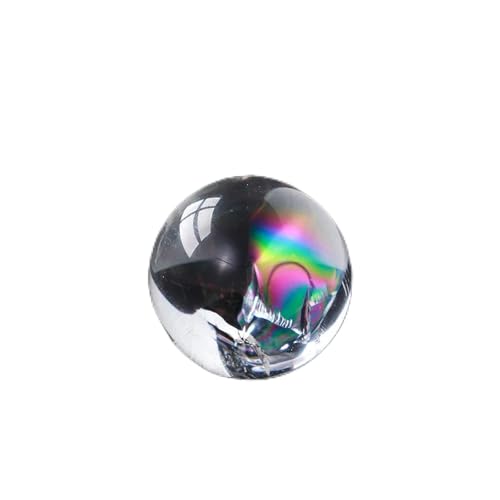 Boule de cristal de roche naturelle avec eclats multicolores polis 25mm