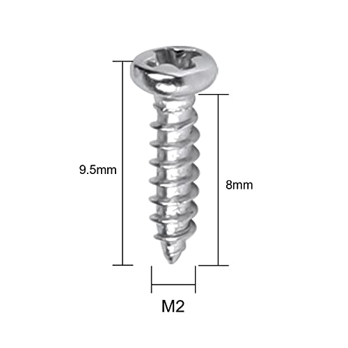 Pack de 100 tornillos autorroscantes M2 x 8mm acero inoxidable miniatura 4