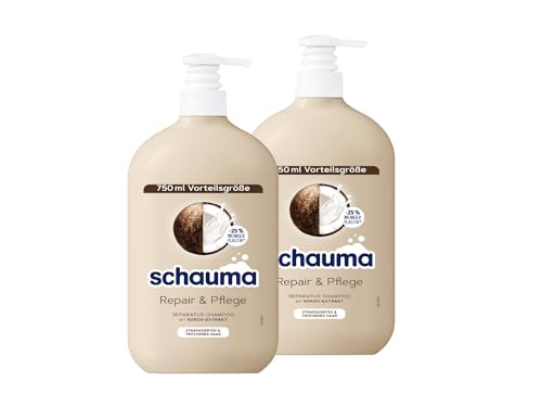 Schauma Schwarzkopf Shampoo Repair & Pflege (2x 750 ml) Haarshampoo repariert das Haar und sorgt für Geschmeidigkeit Reparatur-Shampoo für strapaziertes & trockenes Haar