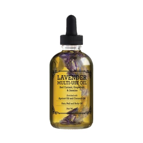 BEAUTE DE PROVENCE Lavender Multi-Use Oil for Face Body and Hair - Organic Blend of Apricot Vitamin E Fractionated Coconut and Sweet Almond Oil Moisturizer for Dry Skin Scalp and Nails - 4 Fl Oz
