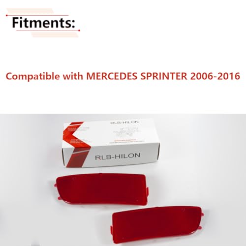 Image of RLB-HILON Rear Bumper Reflector Compatible with Mercedes Benz Sprinter | for Sprinter 2500 3500 2010 2011 2012 2013 2014 2015 2016 2017 2018 Year