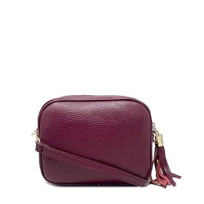 Chicca Borse Tracollina Borsa Donna in Pelle Dollaro Italiana Borsetta a Spalla (Bordeaux)