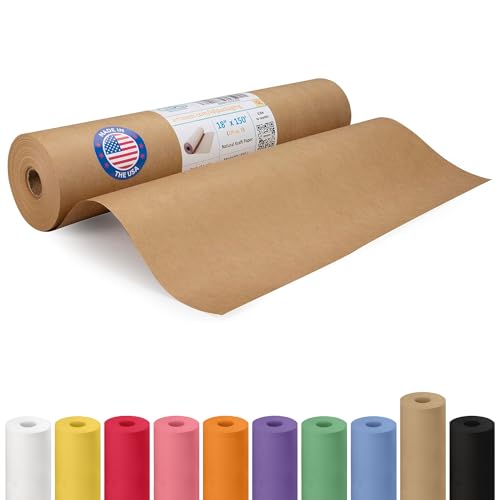 IDL Packaging Reißfestes Kraftpapier, 45,7 x 45,7 m, extra langlebig, 22,7 kg dick, braune Rolle, 100% recycelbares Naturkraft-Geschenkpapier (1 Rolle)