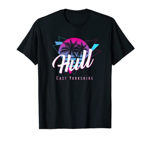 Hull East Yorkshire 80s Retro Vaporwave Funny Sunset T-Shirt