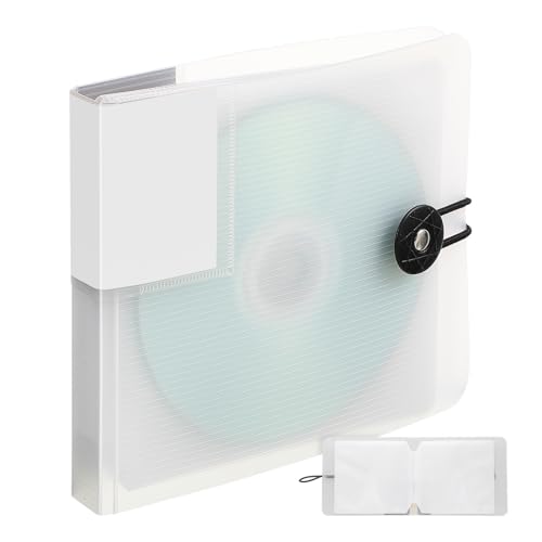 MAGICLULU Organisateur CD Portable Blanc Capacité 12 Disques en Pp et Tissu Non Tissé Léger pour Rangement Pratique la Maison Déplacement Couleur Aléatoire