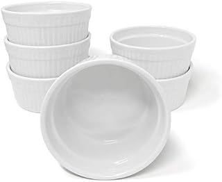 White Porcelain 6-Piece Ramekin Set, 12oz. Dishwasher, Microwave and Oven Safe!