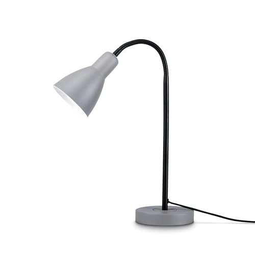 Paco Home LED Lampe Tischleuchte Deko Tischlampe Schreibtischlampe Arbeitszimmer Büro Modern Höhenverstellbar Rund E27, Farbe:Schwarz 5, Leuchtenart/Farbe:Tischleuchte Grau