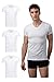 Burnell & Son Unterhemd Herren mit V-Ausschnitt 3er Pack - T-Shirt Extra Lang mit Kurzarm aus Baumwolle Basic Slim Fit Weiß Größe M