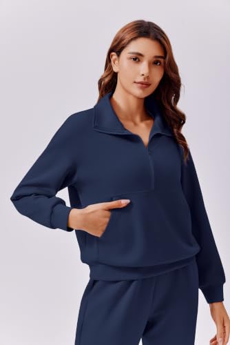 Image of PINSPARK 2 Piece Sets for Women Long Sleeve Half Zip Tracksuit Jogger Sets | 2026 Fall Travel Outfits Lounge Set, Lightweight Soft Air Layer Fabric, Kangaroo Pocket Sweatshirt, Drawstring Joggers Pants