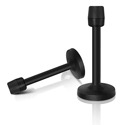 Türstopper, schwarz, massiver starrer Türstopper ohne Geruch, Gummi-Spitze, 9-7/25,4 cm, strapazierfähiger Gummi, gebürstetes Satin-Nickel-Türstopper für Wand- und Türschutz 2pack Cover