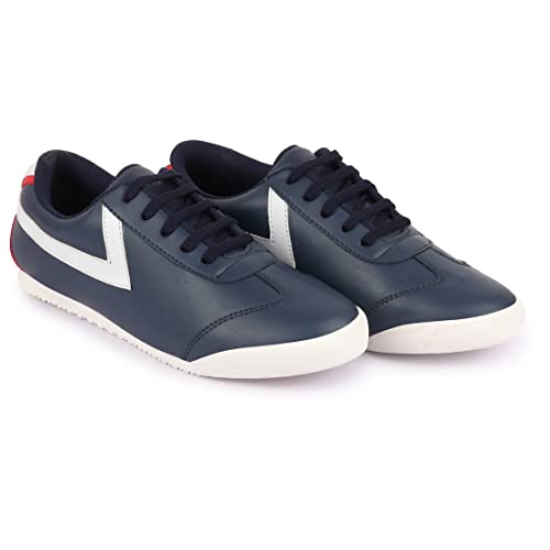 Image of FAUSTO Men's Lace-Up Classic Striped Sneakers Casual Shoes