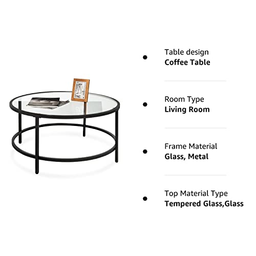 Best Choice Products 36In Modern Round Tempered Glass Accent Side Coffee Table For Living Room, Dining Room, Tea, Home Décor W/Metal Frame, Non-Marring Foot Caps - Black #TOP7